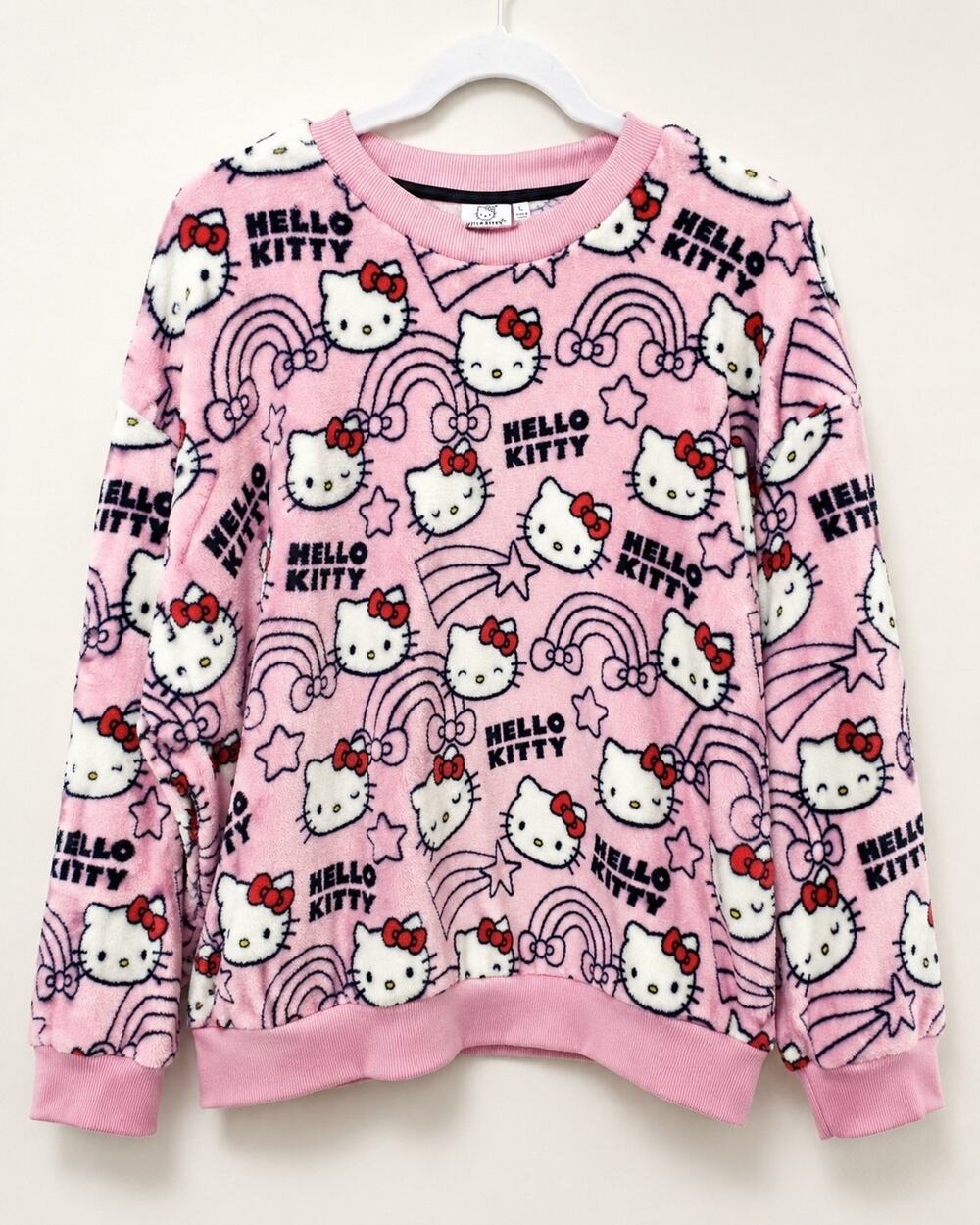 Hello Kitty Pink Plush Fleece Sweatshirt Pullover Women’s Large Kawaii Lounge